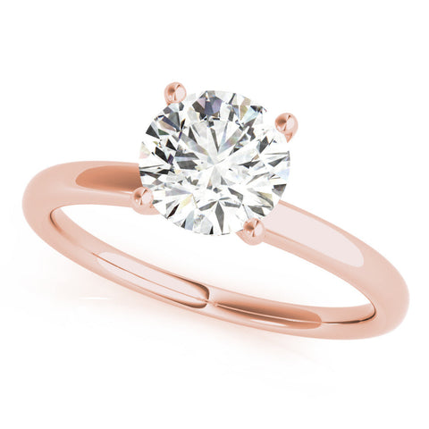 Rose gold Round Solitaire Diamond Ring with Four-Prong Setting and Classic Band