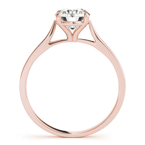 Rose gold Round Solitaire Diamond Ring with Four-Prong Setting and Tapered Band