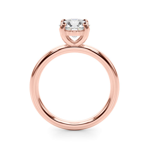 Rose gold Round Solitaire Diamond Ring with Four-Prong Setting on a Plain Band