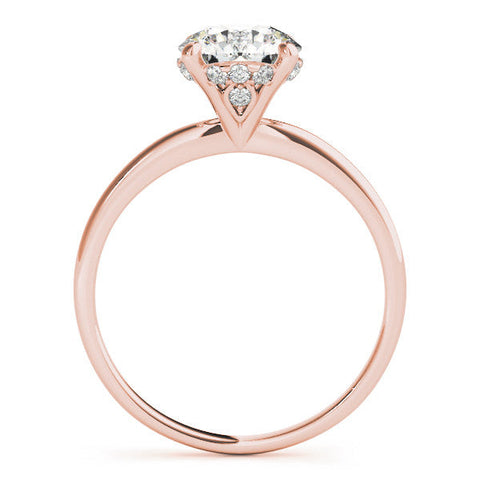 Rose gold Round Solitaire Diamond Ring with Prong Setting and Plain Band