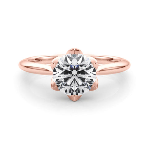 Rose gold Round Solitaire Diamond Ring with Six-Prong Setting and Classic Band