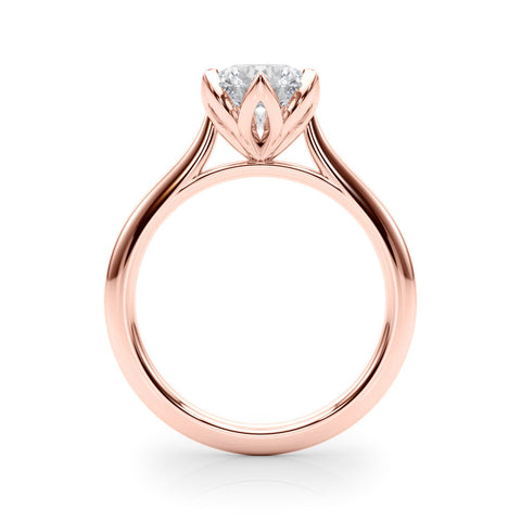 Rose gold Round Solitaire Diamond Ring with Six-Prong Setting and Classic Band