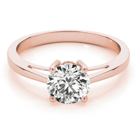 Rose gold Round Solitaire Diamond Ring with Split Shank and Four-Prong Setting