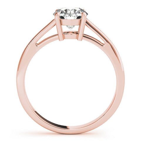 Rose gold Round Solitaire Diamond Ring with Split Shank and Four-Prong Setting