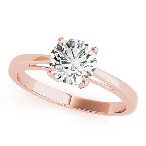 Rose gold Round Solitaire Diamond Ring with Split Shank and Four-Prong Setting