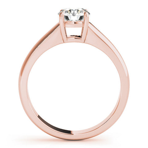 Rose gold Round Solitaire Diamond Ring with Tapered Band and Four-Prong Setting
