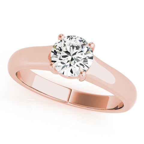 Rose gold Round Solitaire Diamond Ring with Tapered Band and Four-Prong Setting