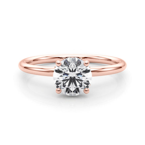 Rose gold Round Solitaire Diamond Ring with a Classic Band and Four-Prong Setting