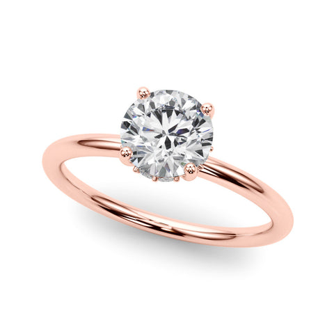Rose gold Round Solitaire Diamond Ring with a Classic Band and Four-Prong Setting