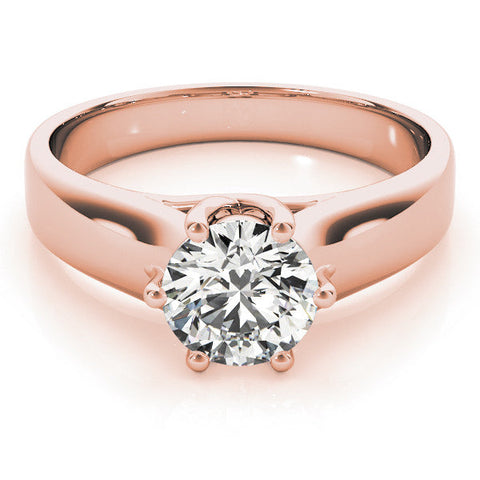 Rose gold Round Solitaire Engagement Ring with Six-Prong Setting and Comfort Fit Band