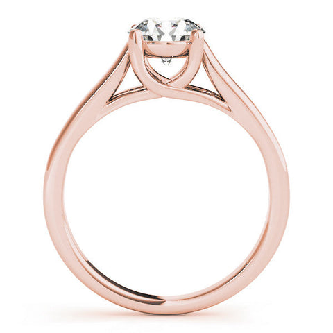 Rose gold Round Solitaire Engagement Ring with Tapered Band and Four-Prong Setting