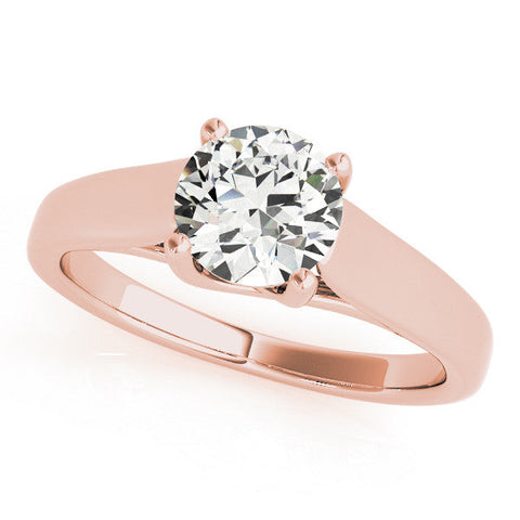 Rose gold Round Solitaire Engagement Ring with Tapered Band and Four-Prong Setting