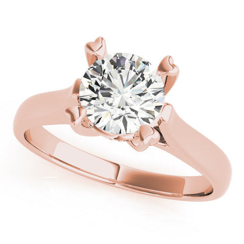 Rose gold Round Solitaire Heart Prong Engagement Ring with Tapered Band