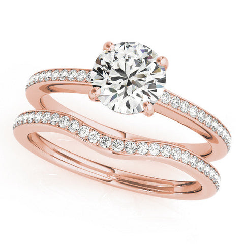 Rose gold Round Solitaire Pavé Band Prong Setting Ring