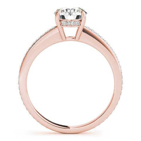 Rose gold Round Solitaire Pavé Band Prong Setting Ring