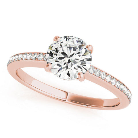 Rose gold Round Solitaire Pavé Band Prong Setting Ring