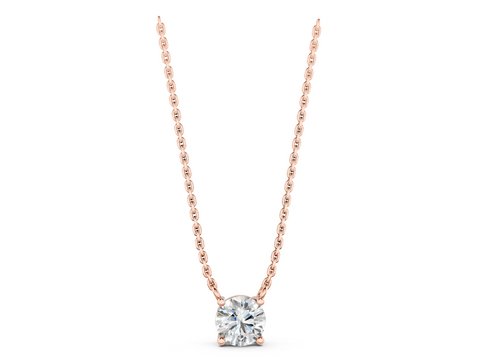 Rose gold Round Solitaire Pendant with Four-Prong Basket Setting