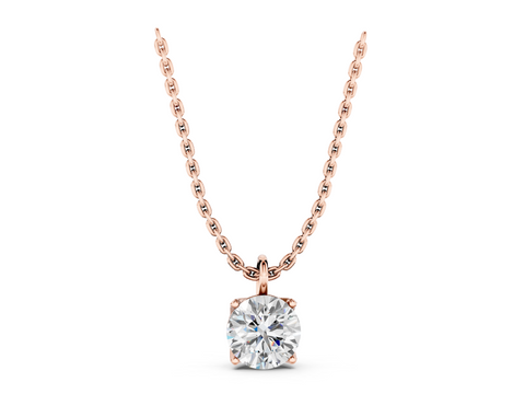 Rose gold Round Solitaire Pendant with Four-Prong Setting
