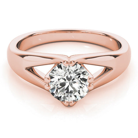 Rose gold Round Solitaire Split Shank Prong Set Ring