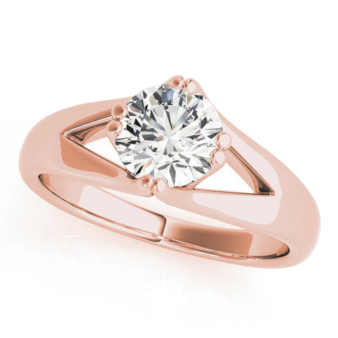 Rose gold Round Solitaire Split Shank Prong Set Ring