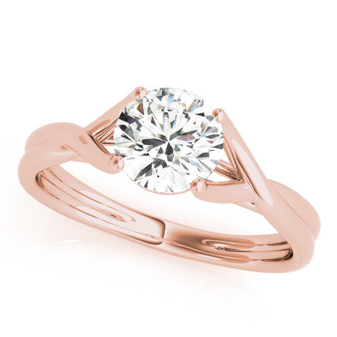 Rose gold Round Solitaire Twist Band Prong Setting Ring