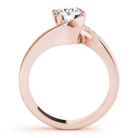 Rose gold Round Solitaire Twist Band with Channel Set Diamonds and Four-Prong Setting