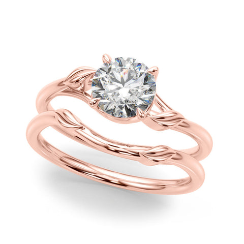 Rose gold Round Solitaire Twist Band with Four-Prong Setting