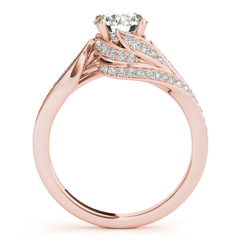 Rose gold Round Solitaire Twist Band with Pave Setting and Four-Prong Setting
