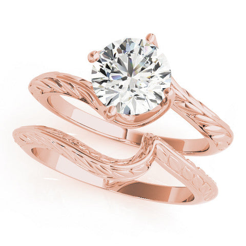 Rose gold Round Solitaire Twisted Band with Four-Prong Setting