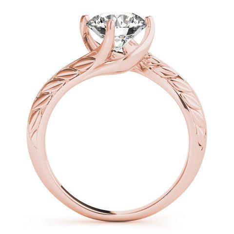 Rose gold Round Solitaire Twisted Band with Four-Prong Setting