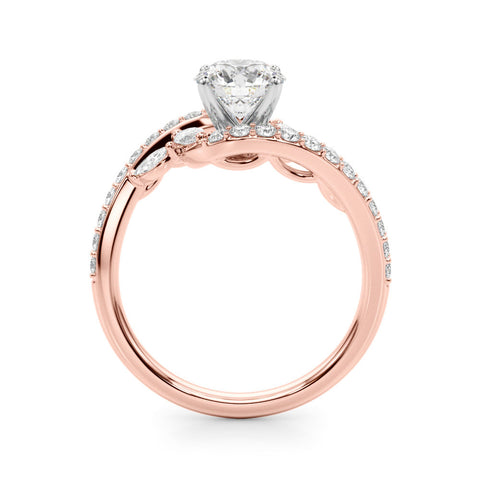 Rose gold Round Solitaire with Pavé Twist Band and Four-Prong Setting