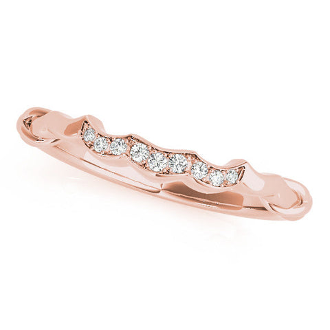Rose gold Scalloped Diamond Curved Band with Round Brilliant Stones and Shared Prong Setting