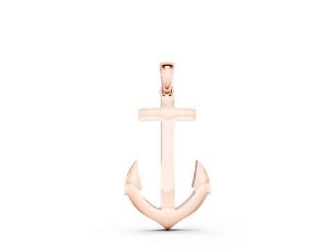 Rose gold Silver Anchor Pendant with Round Diamond Bezel Setting
