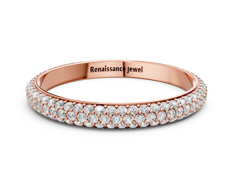 Rose gold Three-Row Round Diamond Pavé Eternity Band