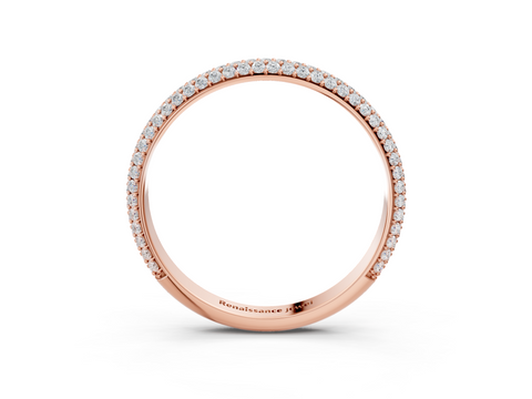 Rose gold Three-Row Round Diamond Pavé Eternity Band