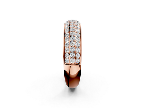 Rose gold Three-Row Round Diamond Pave Eternity Band with Shared Prong Setting