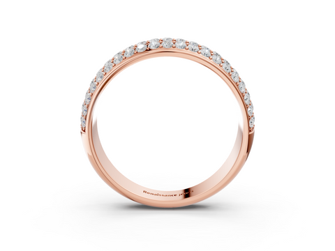 Rose gold Three-Row Round Diamond Pave Eternity Band with Shared Prong Setting
