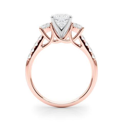 Rose gold Three-Stone Fancy Pink Cushion  Cut Diamond Pavé Band with Four-Prong Setting
