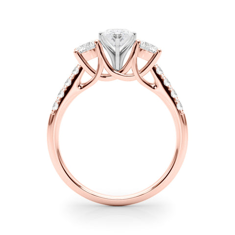 Rose gold Three-Stone Fancy Green Marquise  Cut Diamond Pavé Band with Four-Prong Setting