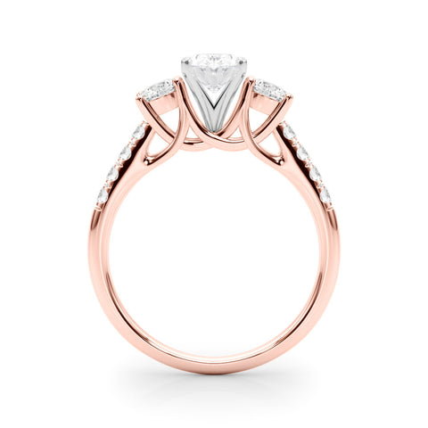 Rose gold Three-Stone Fancy Yellow Oval  Cut Diamond Pavé Band with Four-Prong Setting