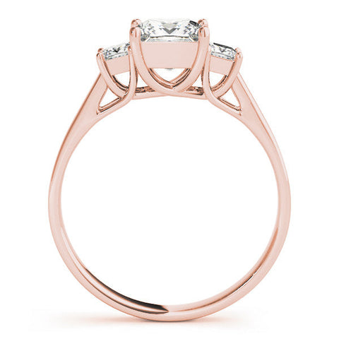 Rose gold Three-Stone Princess Cut Solitaire Engagement Ring with Prong Setting