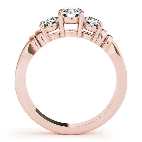 Rose gold Three-Stone Round Cut Channel Set Diamond Ring with Four-Prong Setting