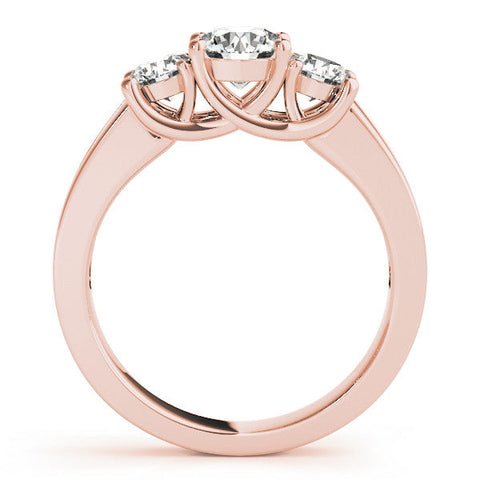 Rose gold Three-Stone Round Cut Channel-Set Diamond Ring with Prong Setting