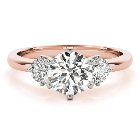 Rose gold Three-Stone Round Cut Solitaire Diamond Ring with Prong Setting