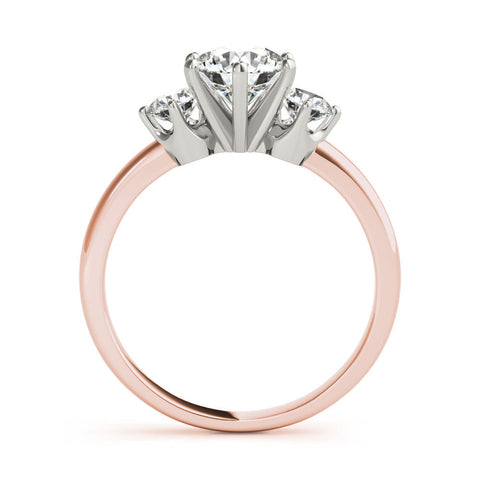 Rose gold Three-Stone Round Cut Solitaire Diamond Ring with Prong Setting