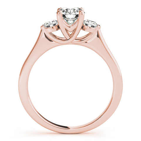 Rose gold Three-Stone Round Cut Solitaire Engagement Ring with Prong Setting and Classic Band