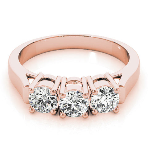 Rose gold Three-Stone Round Diamond Channel Band with Prong Setting