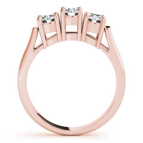 Rose gold Three-Stone Round Diamond Channel Band with Prong Setting