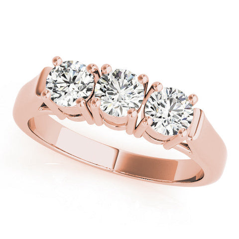 Rose gold Three-Stone Round Diamond Channel Band with Prong Setting