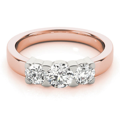 Rose gold Three-Stone Round Diamond Classic Band with Prong Setting